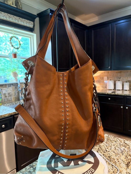 Michael Kors Handbags - Michael Kors Tan Leather Shoulder Bag with Chain Strap